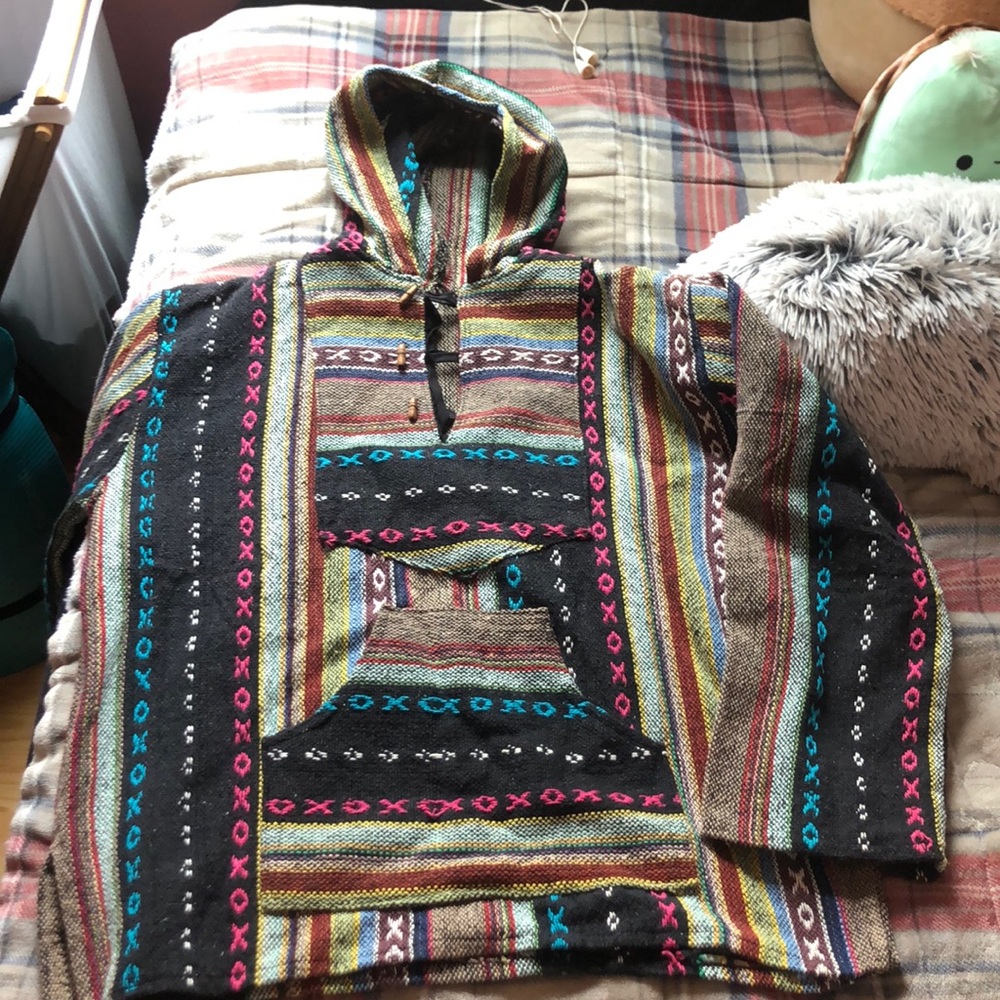 Woven pullover hoodie